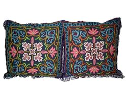 2 Crewel Embroidered Decorative Pillowdark Midnight Black Cotton Cushion Covers