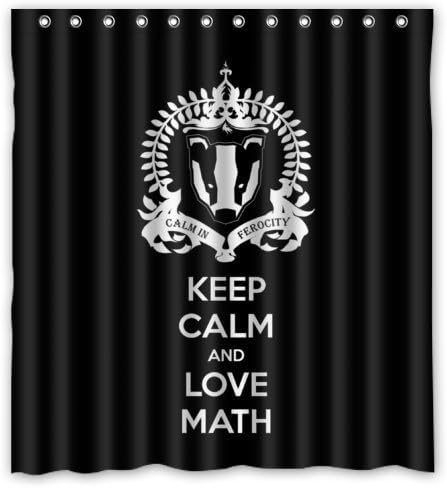 Cool Black Keep Calm And Love Math Shower Curtain (Shower Rings Included) 66"x72" New Waterproof Polyester Fabric Bath Curtain
