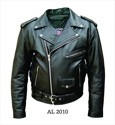 Mens Basic Premium Buffalo Leather Jacket With Six Pockets and Quilted Lining-Size 36