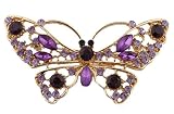 2 Pieces of Ladies Gold with 2 Pieces of Ladies Gold with Purple Butterfly with Stones Brooch & Pin Pendant