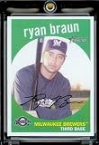 2008 Topps Heritage # 390 Ryan Braun / Milwaukee Brewers / MLB Baseball Trading Card in a Protective Screw Down Display Case