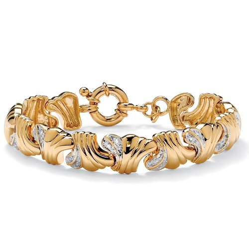 PalmBeach Jewelry 14k Gold Plated Diamond Bracelet(Womens)