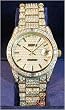 JAREL by Lucien Piccard Men's Gold-tone BLING Watch with Swarovski Crystals. Model: JL-1032MG