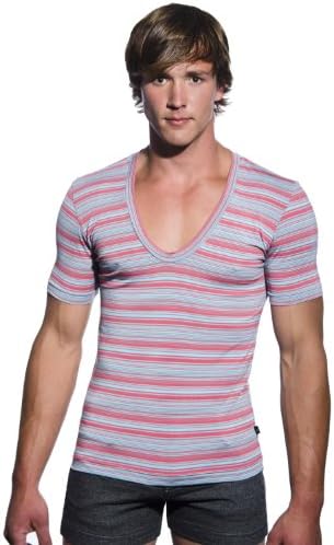 Breeze Scoop Neck Tee, Red/Aqua Stripe, Medium