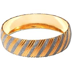 Gold and Rodium Plated Bangle Bracelets Costume Jewelry in Indian-Style 2.25 inches