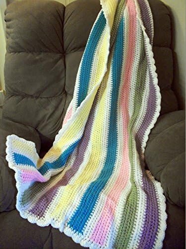 Blanket, Spring Pastels Crochet Throw Blanket, Toddler Blanket, Crib Blanket, Lap Blanket or Wheelchair Blanket in Yellow, Turquoise, Pink, Green, Lavender and White by DRCrafts