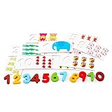 Zerowin 10pcs Number Puzzles with Animals Matching Memory Self Correcting Color Puzzles Cards