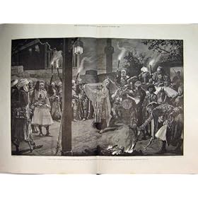 1884 Night Scene Gulbeyaz Aga Gate Torch-Bearers Print