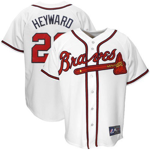 MLB Jason Heyward Atlanta Braves Youth Short Sleeve 6 Button Synthetic Replica Jersey (White, Medium)