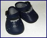 Navy Blue Mary Jane Doll Shoes Scallop Edge Heart Cutouts Fit Bitty Baby and Terri Lee
