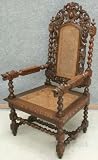 Antique French Hunting Throne Armchair Barley Twist