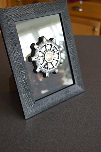 Inspired by Fallout video game Vault 111 Silver Emblem\ Logo. Black/Silver Emblem, BlackSilver Frame\Black Background