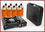 Gaskocher + 8 Gaskartuschen Msf-1a + Transportkoffer