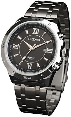 Fq-167 Chenxi Silver Stainless Steel Band Business Man Male Wrist Watches With Calendar Black