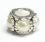 Queenberry Mother's Day Gift Sterling Silver Twist Rope White Pearl Bead Charm f/ Pandora Troll Biagi Chamilia Bracelets Birthstone June