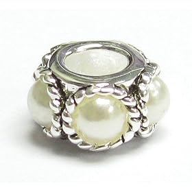 Sterling Silver Twist Rope Pearl Bead Charm Pandora Troll Biagi Chamilia