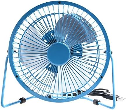 BestProtect 6" USB Powered Mini Retro Silent Metal Electric Mini Fan Cooler Desk Cooling Fan, Angle Adjustable Tilt Head 360-degree Rotating I/O Switch 4 Metal Blades Office / Home Light-Weight USB Powered for PC / Laptop / Notebook / MacBook Quiet, Sound Off (Blue)