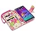 Samsung Galaxy Note 4 Case, Terrapin [Pink] [Lily Floral Interior] Textured PU Leather Wallet Case with Card Slots Cash Compartment and Detachable Wrist Strap for Samsung Galaxy Note 4 - Pink