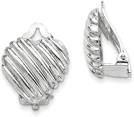 Kevin Jewelers Womens Sterling Silver Non-Pierced Heart Clip Back Earrings