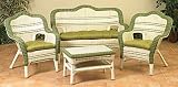4-Piece Ivory Sage Resin Wicker Outdoor Patio Set - Table, Loveseat and Chairs