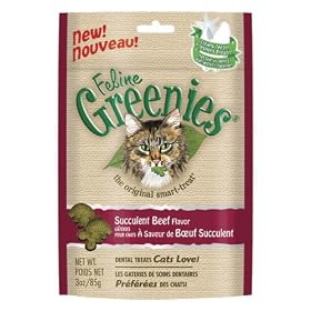 Feline Greenies, Beef, 3 oz. Package by 