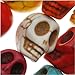 Gemstone Beads, Dyed Magnesite, Carved Skull 12x10mm, 20 Pieces, Bright Color Mix