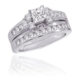 14K White Gold 1 1/4 ct. Diamond Engagement Set with Princess Cut Center Diamond