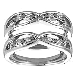 Sterling Silver Wedding Ring Enhancer (0.24 CT. Black And White Diamonds).