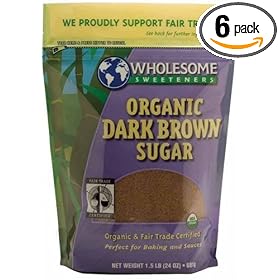 Wholesome Sweeteners Fair Trade Organic Dark Brown Sugar, 24-Ounce Pouches (Pack of 6)