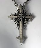 Goth Cross Black Metal Necklace Satan God Holy Sun Fire