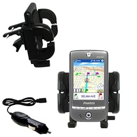 Pharos GPS 525E Auto Vent Holder with Car Charger - Uses Gomadic TipExchange
