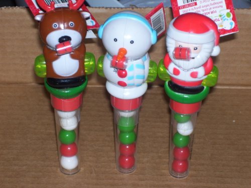 SET OF 3 HOLIDAY TONGUE TOPPERS SANTA SNOWMAN REINDEER WITH CANDY GUMBALLS SET OF 3 HOLIDAY TONGUE TOPPERS SANTA SNOWMAN REINDEER WITH CANDY GUMBALLS