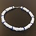 Hawaiian White and Blue Square Cut Puka Shell Necklace with Lobster Lock