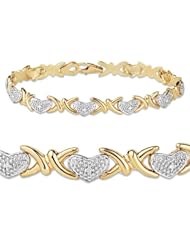 10k Gold Two-Tone 0.03 ctw Diamond X-Link Sophisticated Bracelet