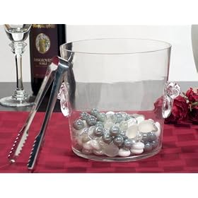 Glass Ice Bucket with Silver Ice Tongs by BGehr