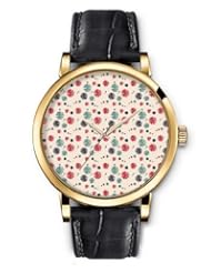 SPRAWL Aanalog Fashion Series Gold Ladies Watches of Genuine Black Leather Strap,Unique Wrist Watch for Women Girls Designed with Background color circles