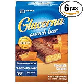 Glucerna Snack Bar for People with Diabetes, Chocolate Caramel, 4-1.41 oz. Bar Packages (Pack of 6)
