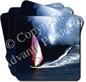 WIND SURFER SURFING GIFTS Set of 4 Leather Coasters