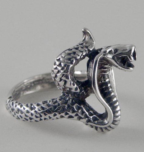 Sterling Silver Cobra Snake Ring Size 8 to 12 Available