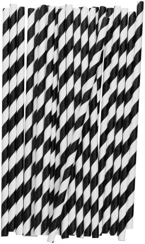 Black and White Stripe Paper Straws