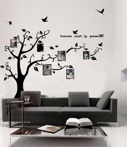 DongFan Huge Black Picture Gallery Photo Frame Memory Tree Branch Removable Wall Decor Decal Sticker (Large(5.5 ft tall), Black(Right Facing))