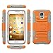 ULAK Galaxy S5 Case, Slim Shockproof Dual Layer Protective Case with Swivel Belt Clip Holster & Built-in Kickstand for Samsung Galaxy S5 2014 Release-Orange+Gray