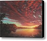 IMAGE OF Riverbend Sunset sky river landscape oil painting American yellow pink orange Canvas Print / Canv...