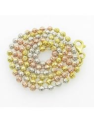 Ladies .925 Italian Sterling Silver Tri Color Ball Beaded Link Chain Length - 18 inches Width - 3mm