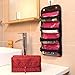 Greenery Large Capacity 4-Layer Roll-up Travel Storage Bag Foldable Toiletry Bags Organizer Cosmetic Makeup Bag Pouch with a Flexible Hanging Hook (Red)