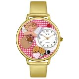 Whimsical Unisex Angel Mom Gold Leather And Goldtone Watch #G1010013