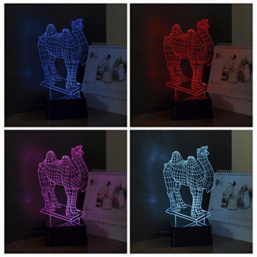 Hideeled 3d Illusion Table Lamp Light, Rgb( 7 Color Lighting in One Lamp) with Various Design to Choose (Camel)