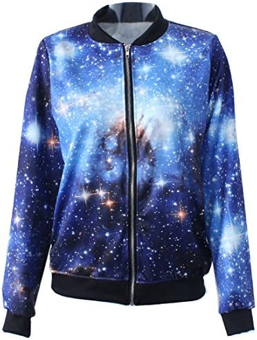 Azbro Women's Colorful Patterns Printed Neon Sweatshirt Zip up Jackets