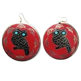 Red Black Owl Design Charming Dangle Earring Jewelry