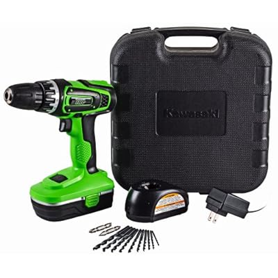 Kawasaki 841355 18-Volt Cordless Compact Drill Kit, 15 Piece Set